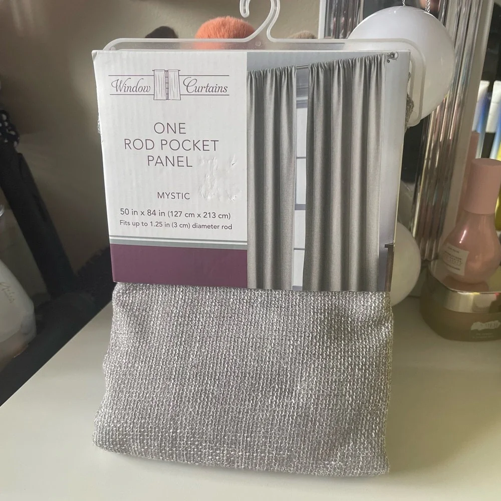3/$15 Window Curtain One Rod Pocket Panel Mystic Textured Gray Curtain One Panel